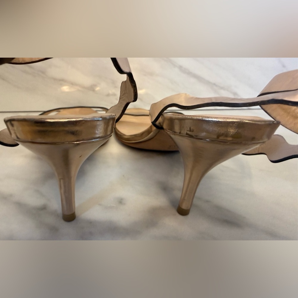 Loeffler Randall Metallic Scalloped Ankle Strap Heels Size 9 - Picture 11 of 12